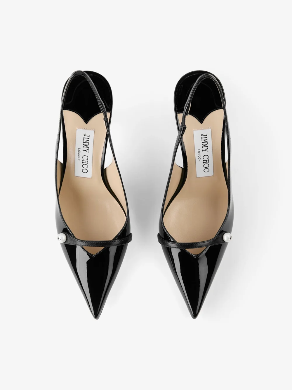 Jimmy Choo Amita 85 Black Patent Nappa Leather Slingbacks, another view