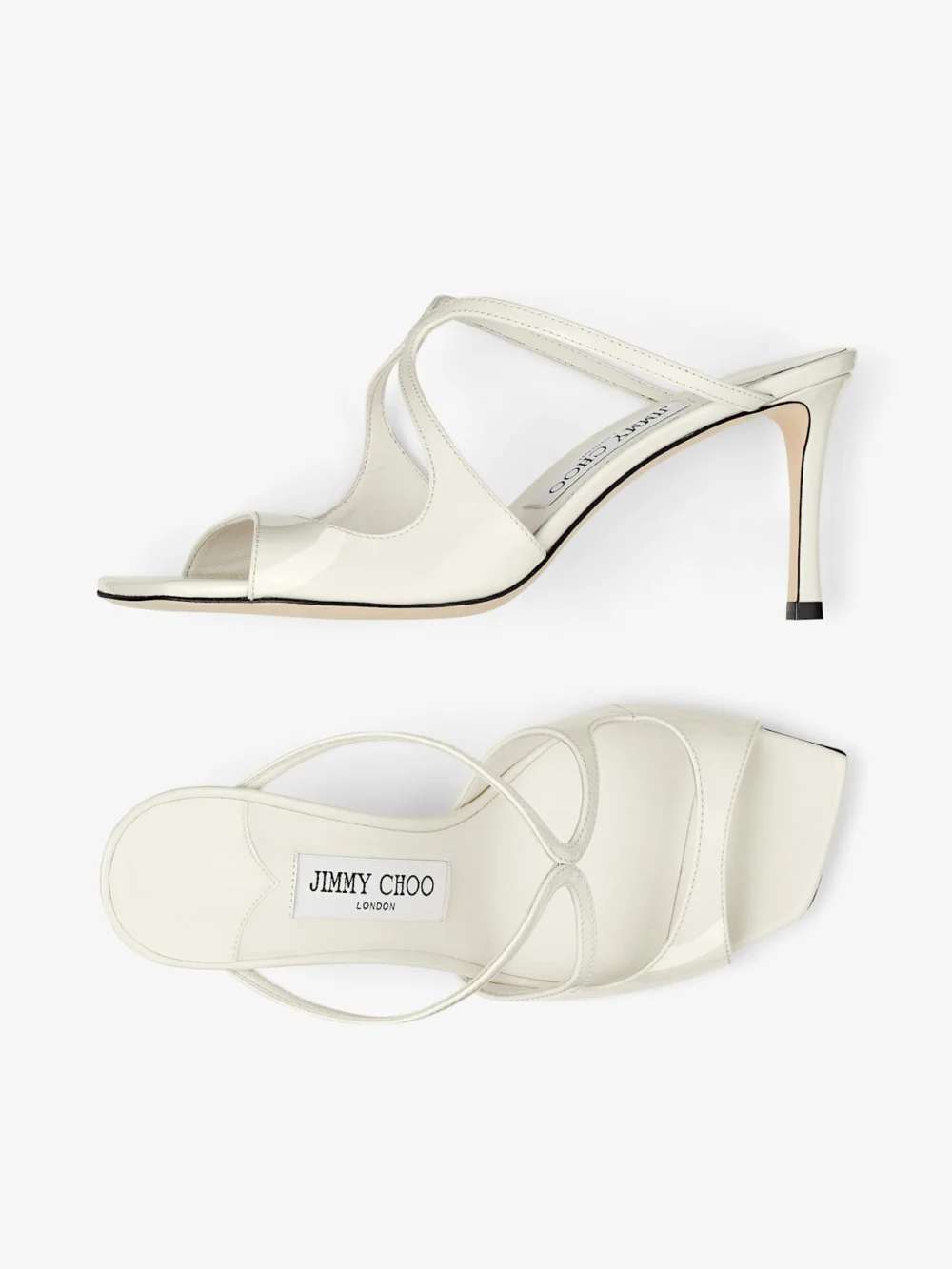 Jimmy Choo Anise 75 Latte Patent Leather Mules, another view