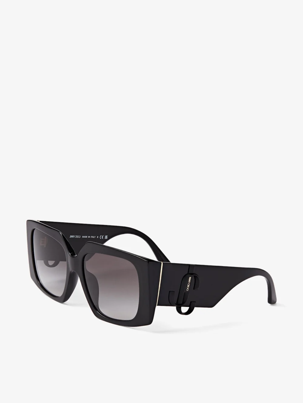 Side view of the Jimmy Choo Ariana Black Square Frame Sunglasses