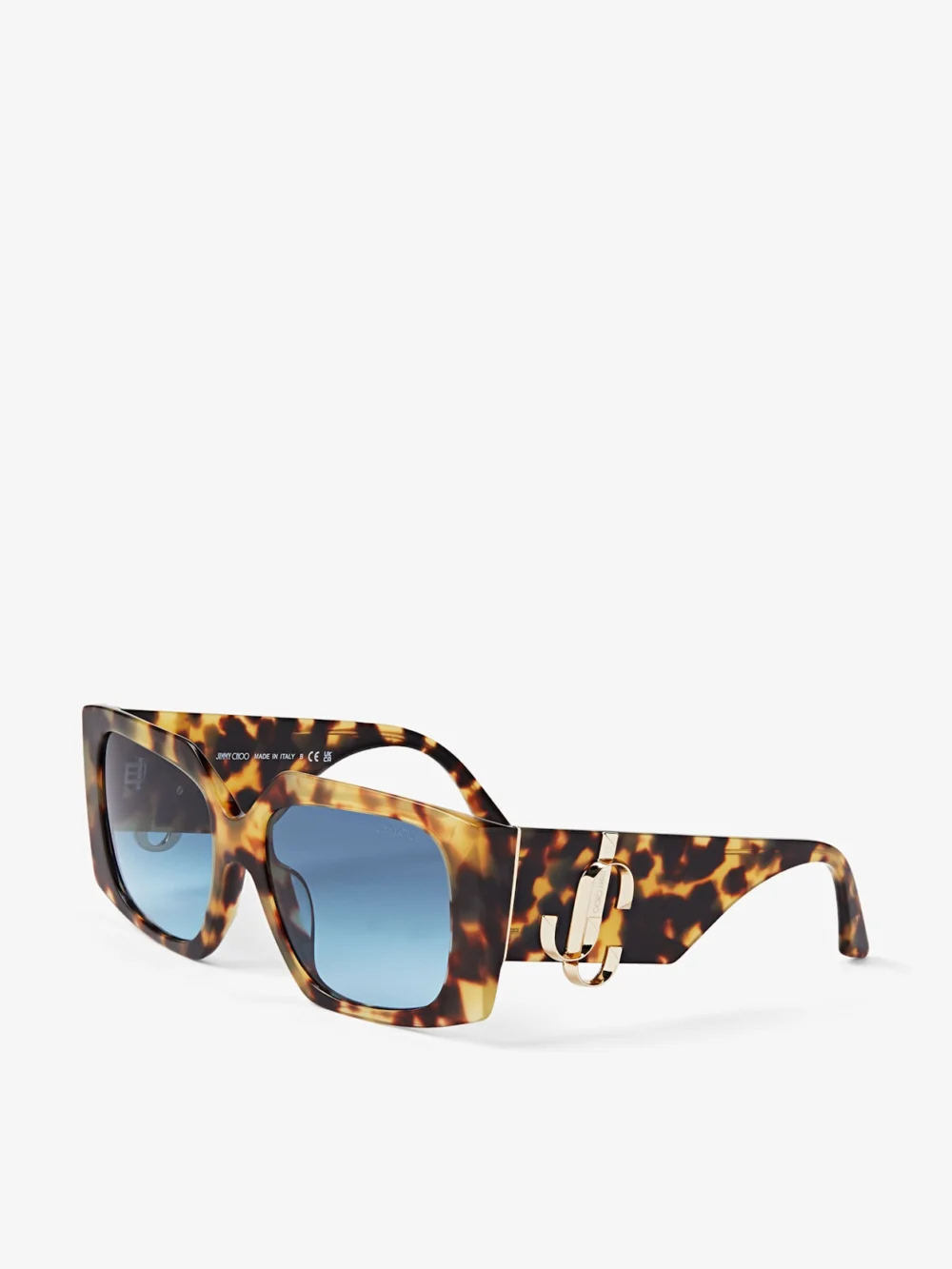 Side view of the Jimmy Choo Ariana Yellow Havana Square Frame Sunglasses