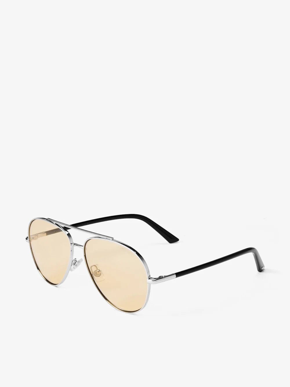Side view of the Jimmy Choo Astor Silver and Light Yellow Metal Aviator Sunglasses
