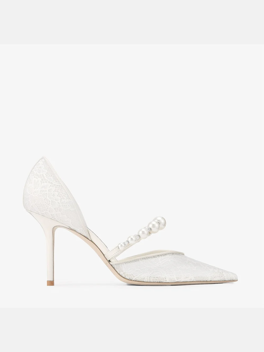 Jimmy Choo Aurelie 85 Ivory Jimmy Choo Lace Pumps with Pearl Embellishment in neutral