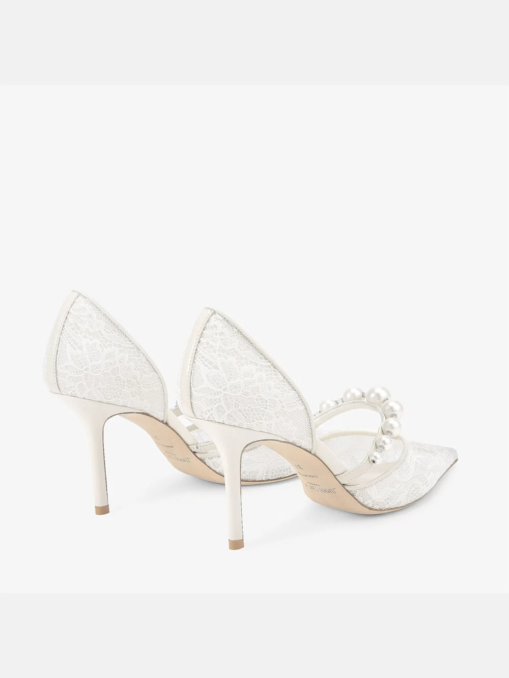Jimmy Choo Aurelie 85 Ivory Jimmy Choo Lace Pumps with Pearl Embellishment, another view