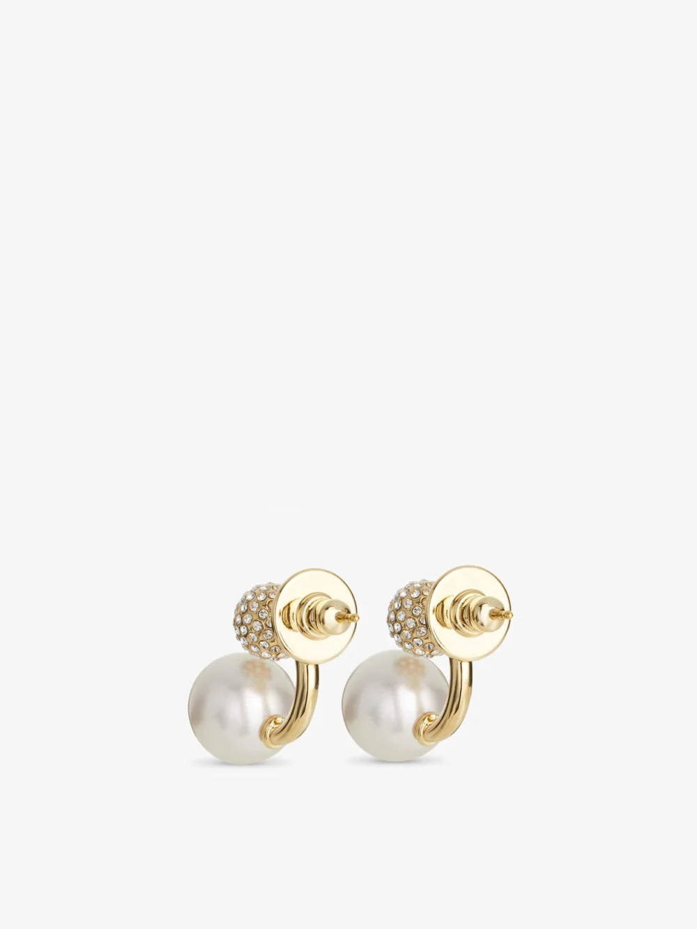 Back view of the Jimmy Choo Aurie Earrings Gold Finish Pearl and Crystal Earrings