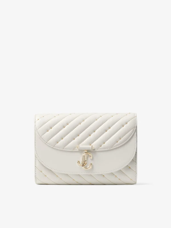 Jimmy Choo Avenue Curve Clutch Latte Quilted Nappa Leather Clutch Bag