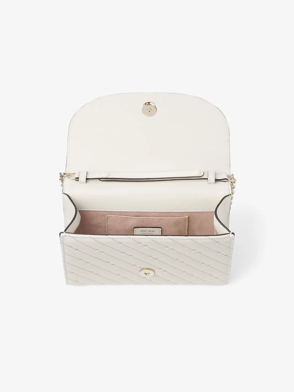 Jimmy Choo Avenue Curve Clutch Latte Quilted Nappa Leather Clutch Bag, another view