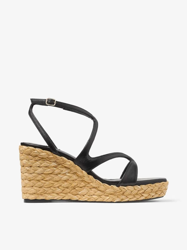 Jimmy Choo Ayla 85 Black Nappa Leather Wedge