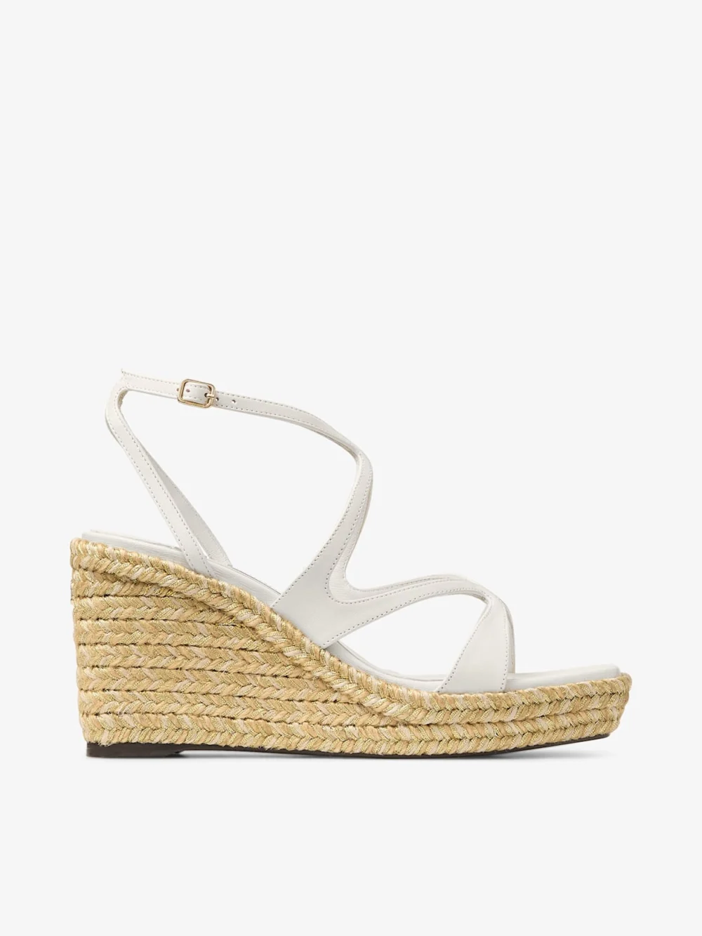 Jimmy Choo Ayla 85 Latte Leather Wedge in neutral