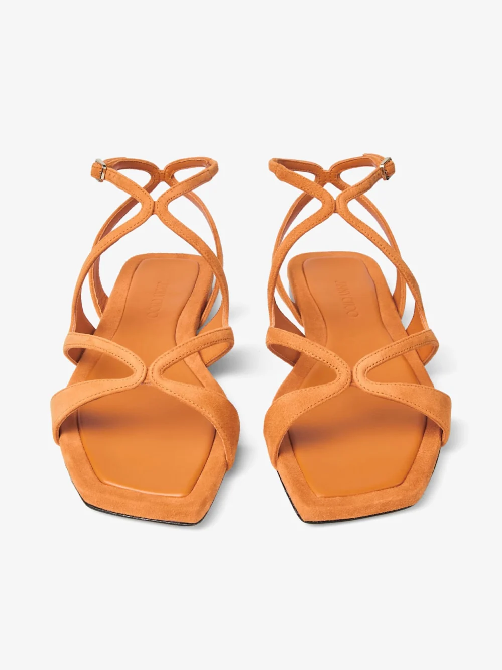 Jimmy Choo Ayla Flat Sunset Orange Suede Flat Sandals, another view