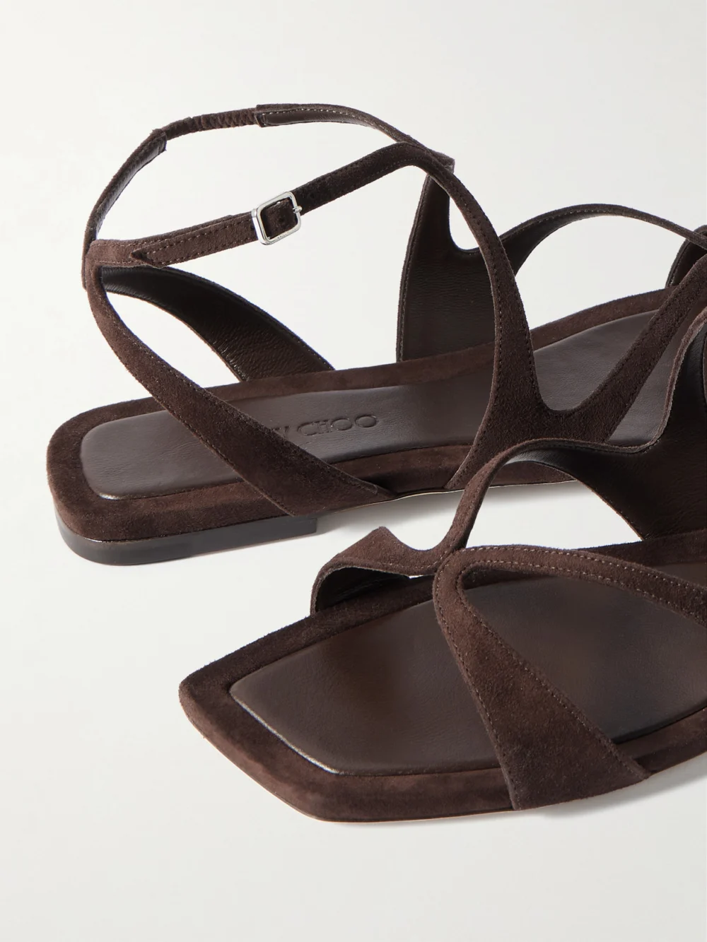 Close-up detail of the Jimmy Choo Ayla Suede Sandals