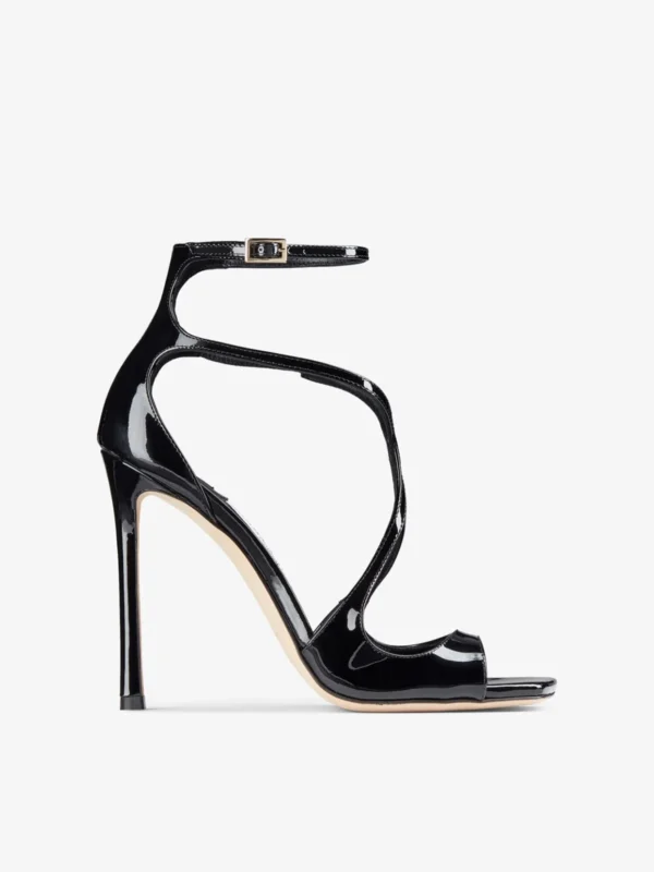 Jimmy Choo Azia 110 Black Patent Leather Sandals