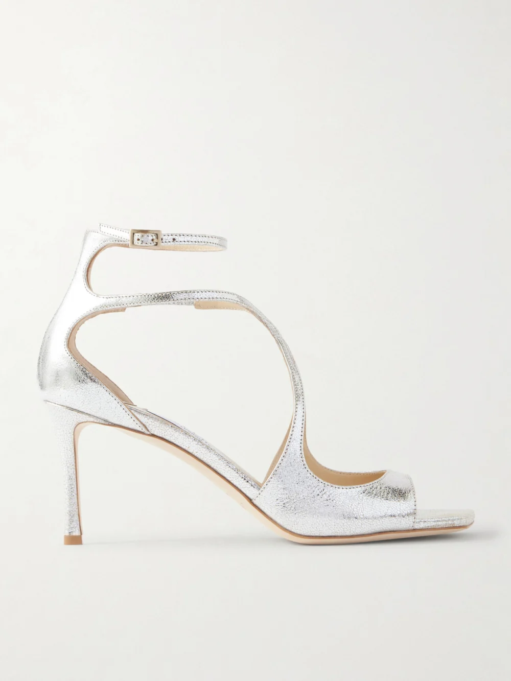 Jimmy Choo Azia 75 Metallic Textured-leather Sandals in gold