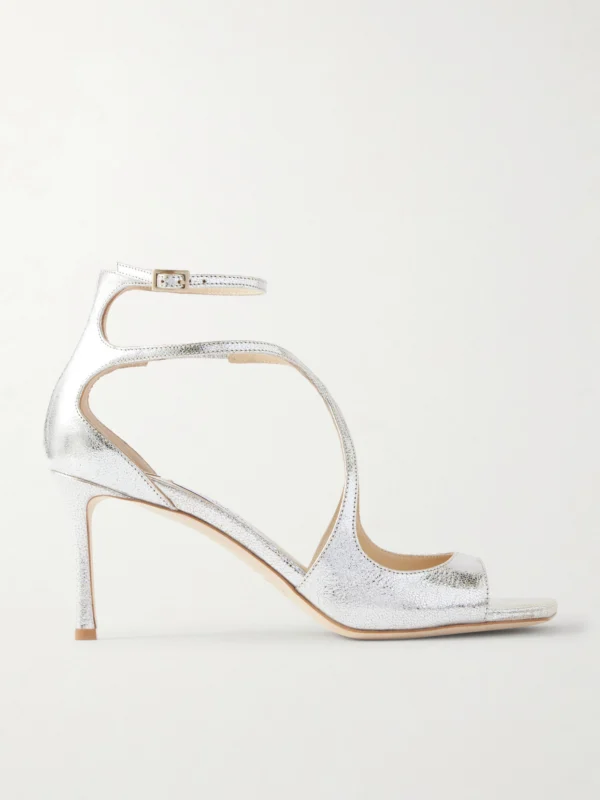 Jimmy Choo Azia 75 Metallic Textured-leather Sandals