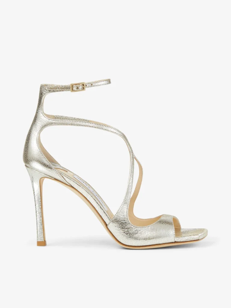 Jimmy Choo Azia 95 Champagne Glitter Leather Sandals