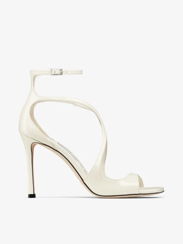 Jimmy Choo Azia 95 Latte Patent Leather Sandals