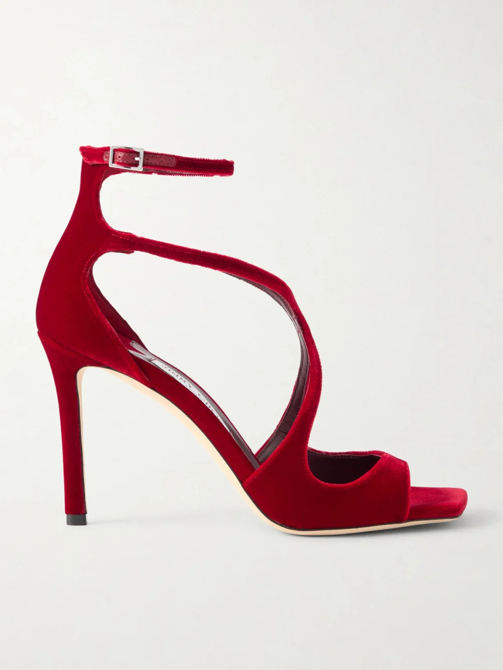 Jimmy Choo Azia 95 Velvet Sandals in red