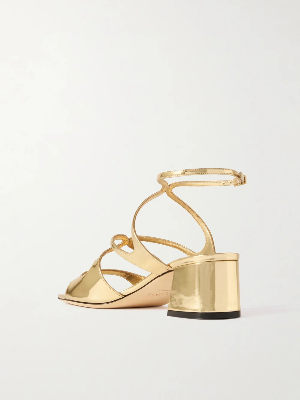 Back view of the Jimmy Choo Azilia 45 Mirrored-leather Sandals