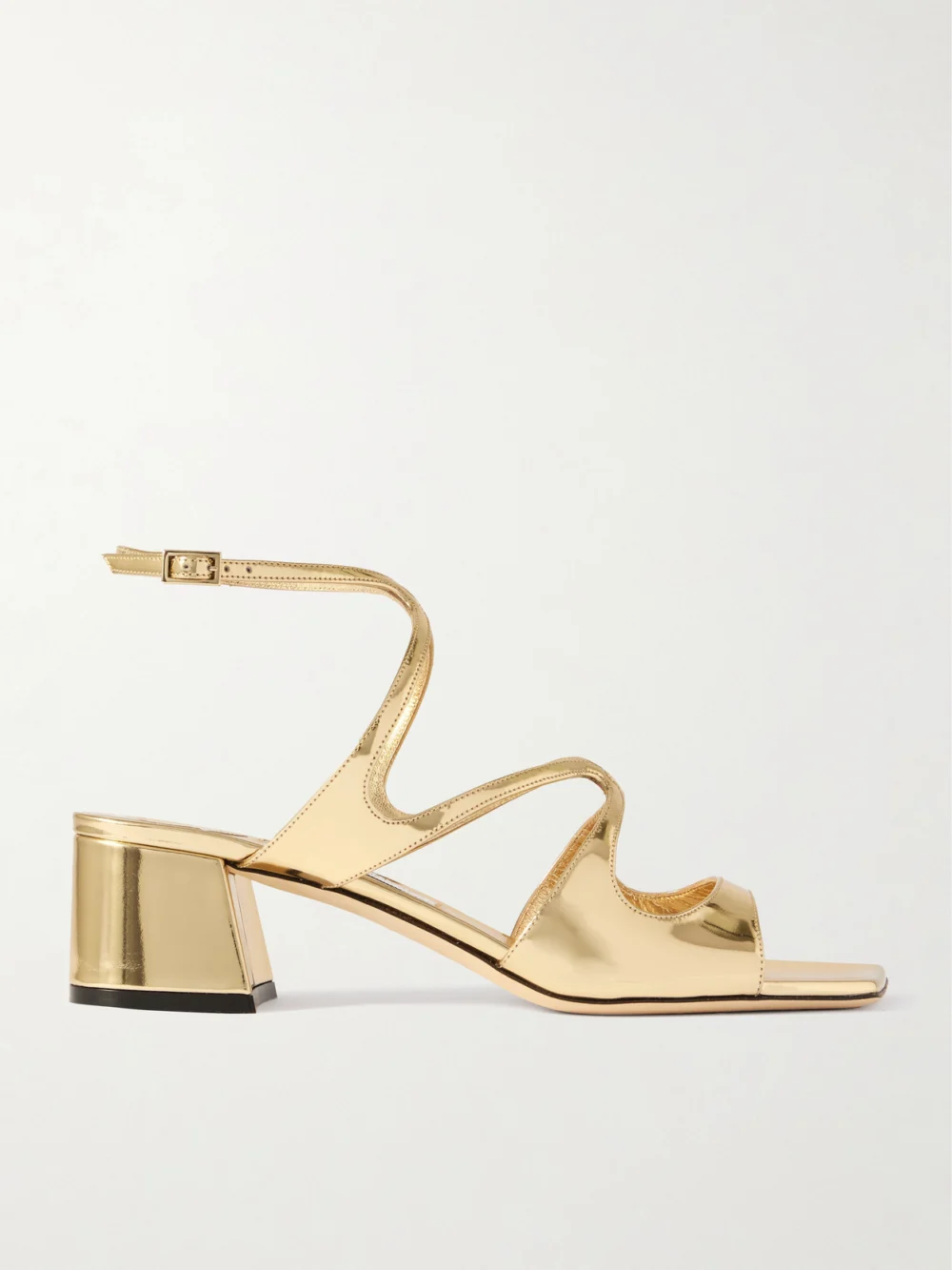 Jimmy Choo Azilia 45 Mirrored-leather Sandals in gold