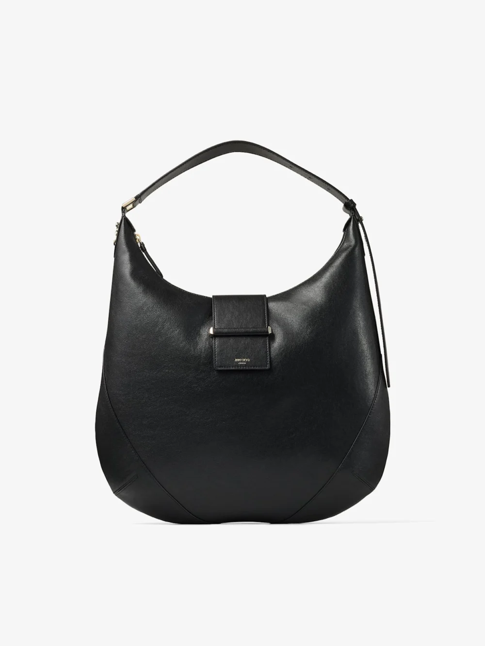 Jimmy Choo Bar Hobo Medium Black Biker Leather Shoulder Bag in black