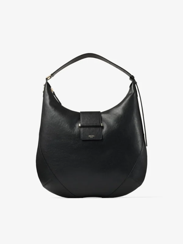 Jimmy Choo Bar Hobo Medium Black Biker Leather Shoulder Bag