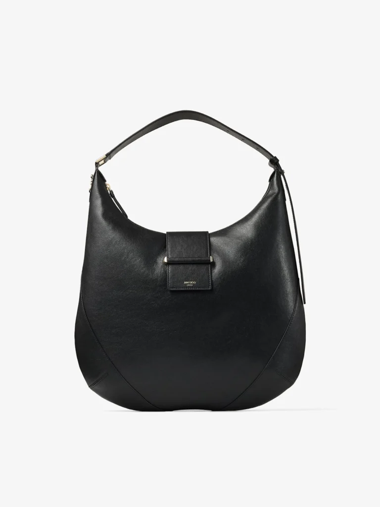 Jimmy Choo Bar Hobo Medium Black Biker Leather Shoulder Bag