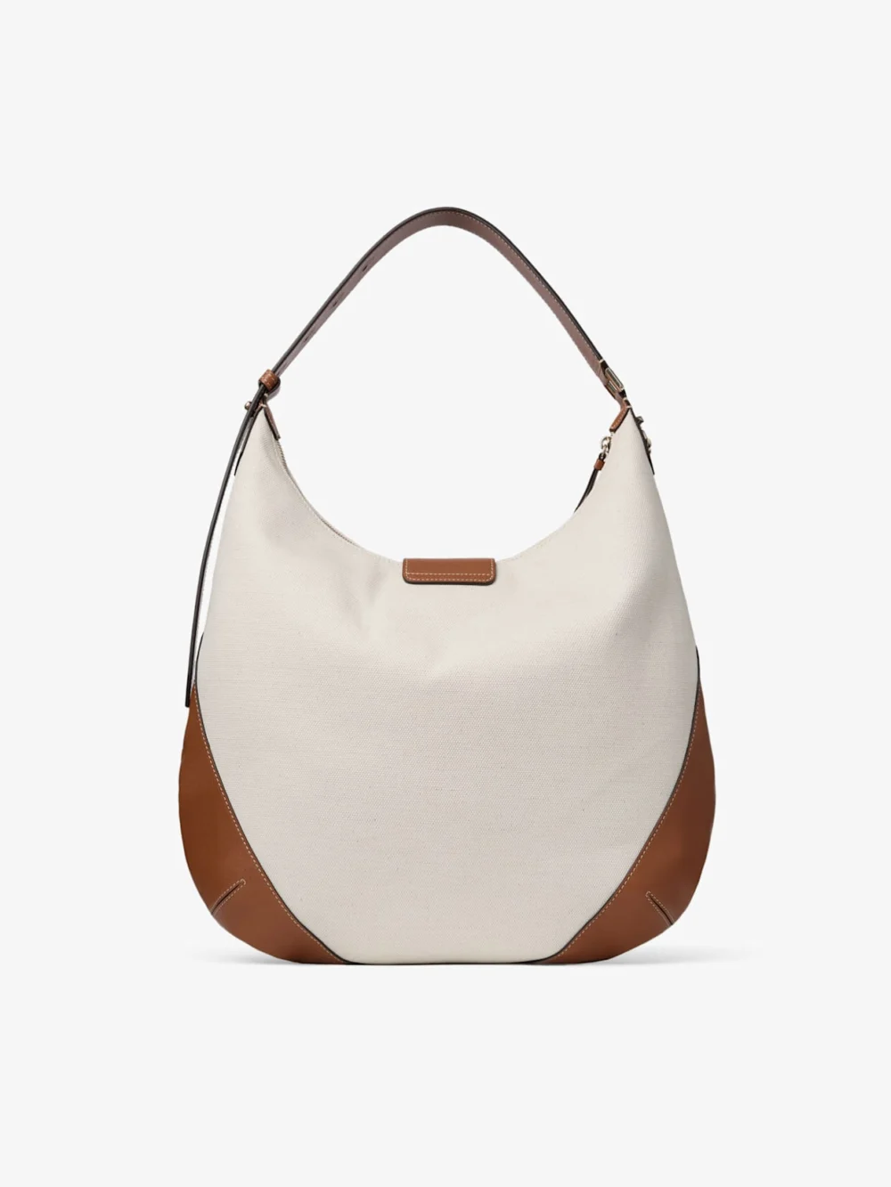 Jimmy Choo Bar Hobo Medium Natural and Tan Recycled Canvas Shoulder Bag with Biker Leather Trim, another view