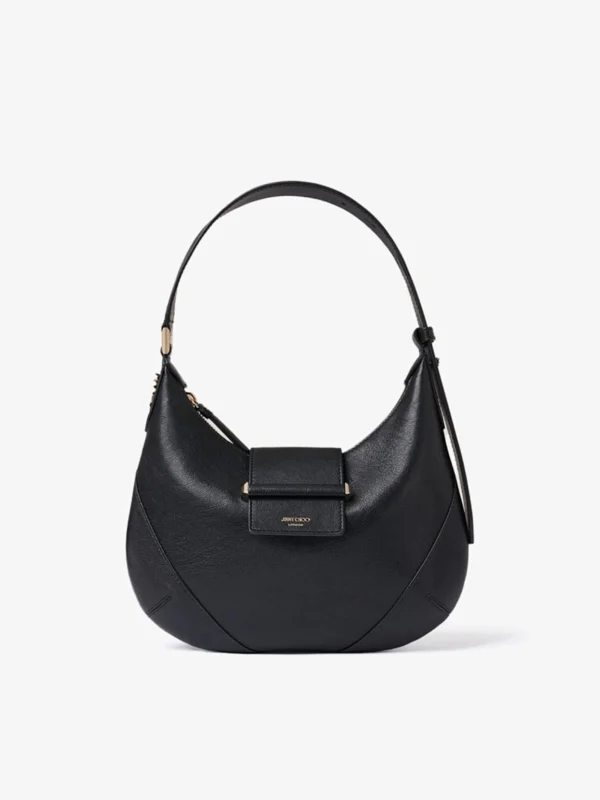 Jimmy Choo Bar Hobo Small Black Biker Leather Shoulder Bag