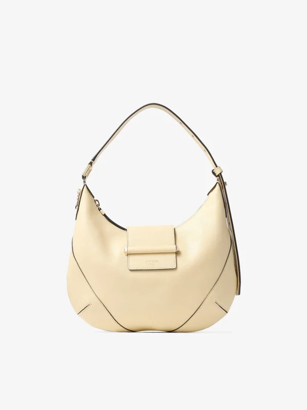 Jimmy Choo Bar Hobo Small Buttermilk Biker Leather Shoulder Bag