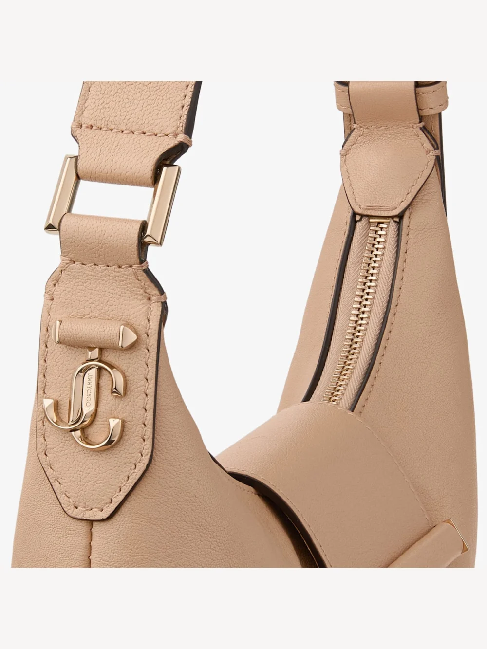 Back view of the Jimmy Choo Bar Hobo Small Chai Biker Leather Shoulder Bag