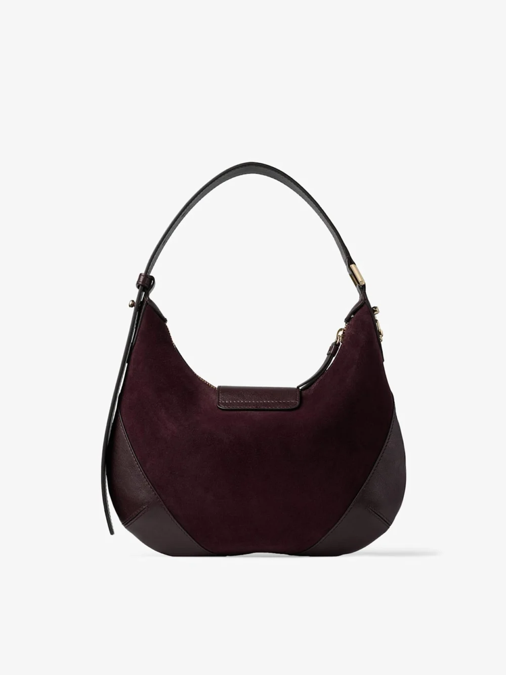 Jimmy Choo Bar Hobo Small Deep Merlot Suede Shoulder Bag with Biker Leather Trim, another view
