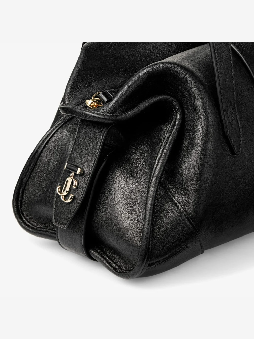 Back view of the Jimmy Choo Bar Holdall Medium Black Biker Leather Holdall Bag