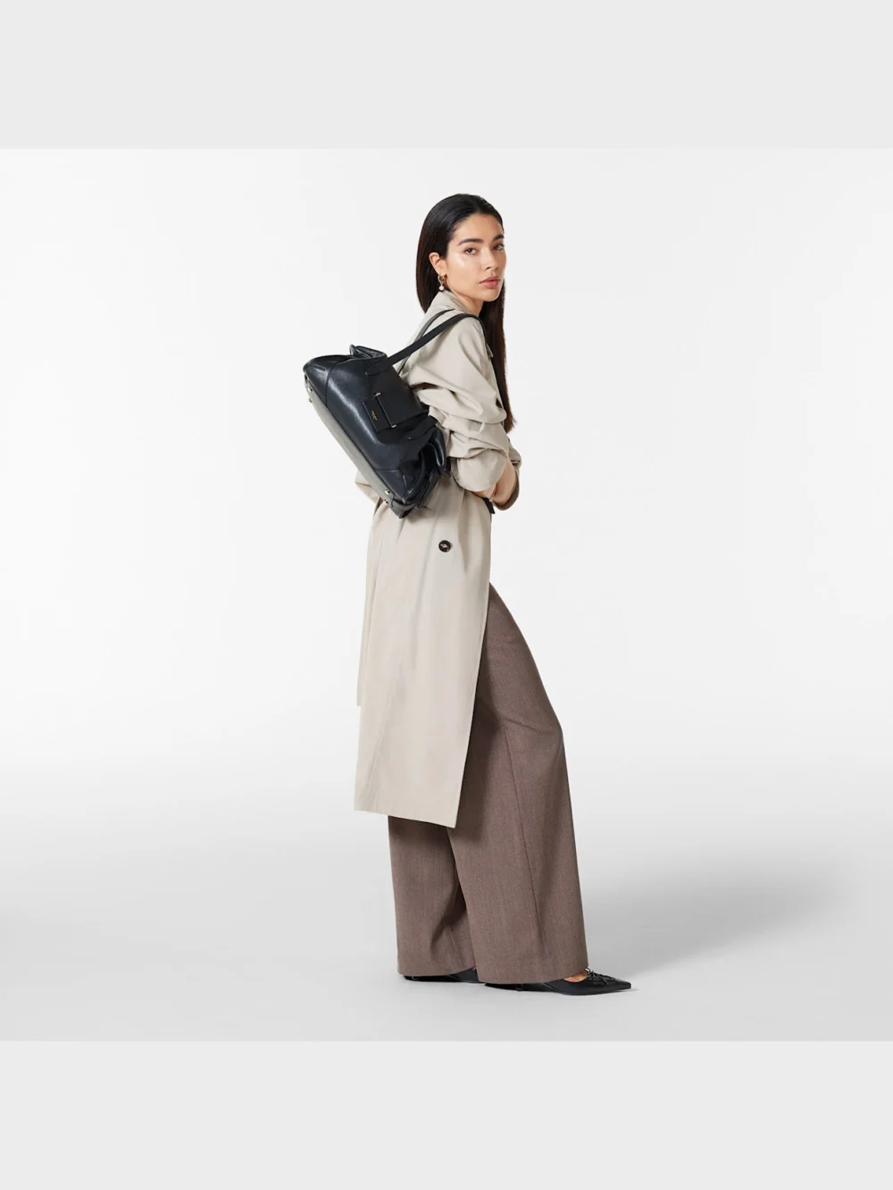 Side view of the Jimmy Choo Bar Holdall Medium Black Biker Leather Holdall Bag
