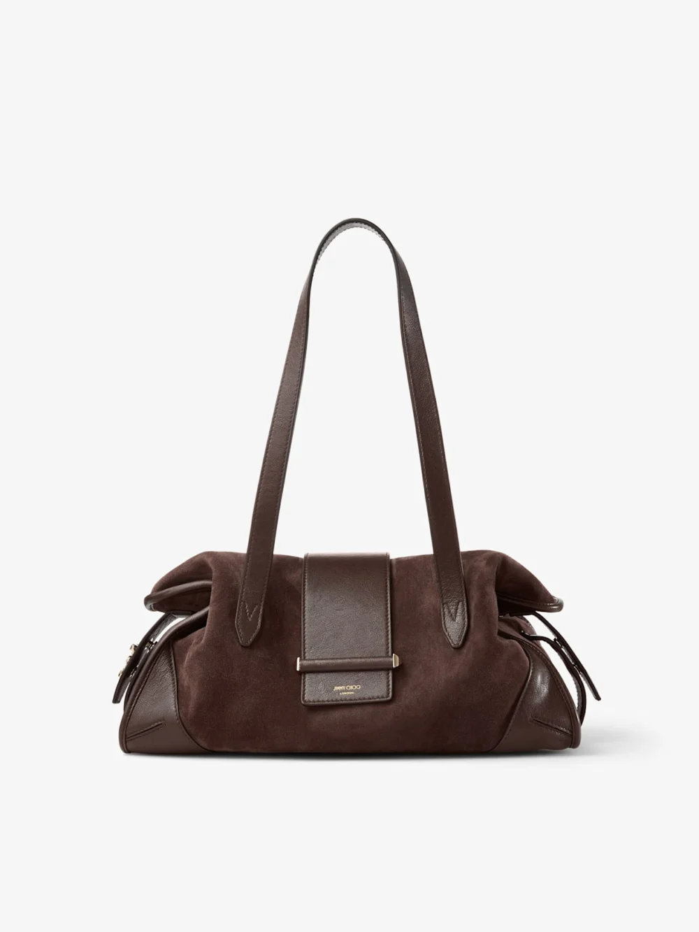 Jimmy Choo Bar Holdall Medium Chocolate Suede and Biker Leather Holdall Bag in chocolate