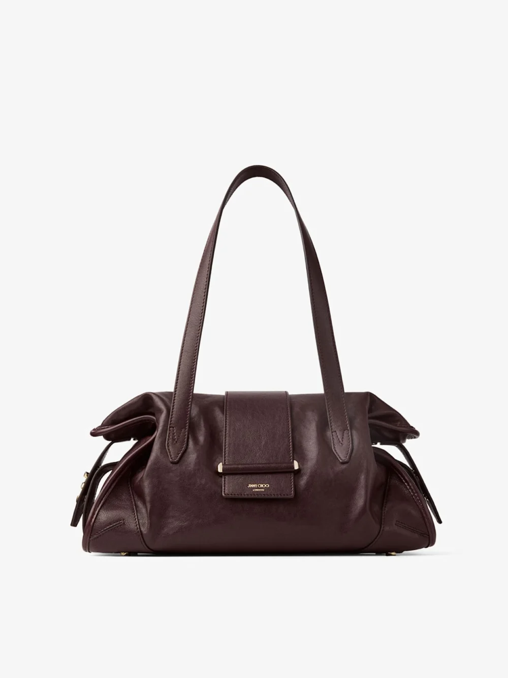 Jimmy Choo Bar Holdall Medium Deep Merlot Biker Leather Holdall Bag in deep merlot