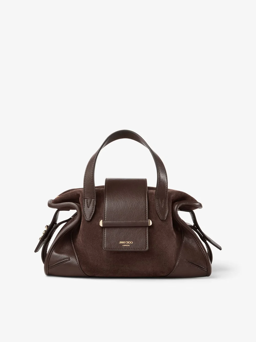 Jimmy Choo Bar Holdall Small Chocolate Suede and Biker Leather Holdall Bag in chocolate