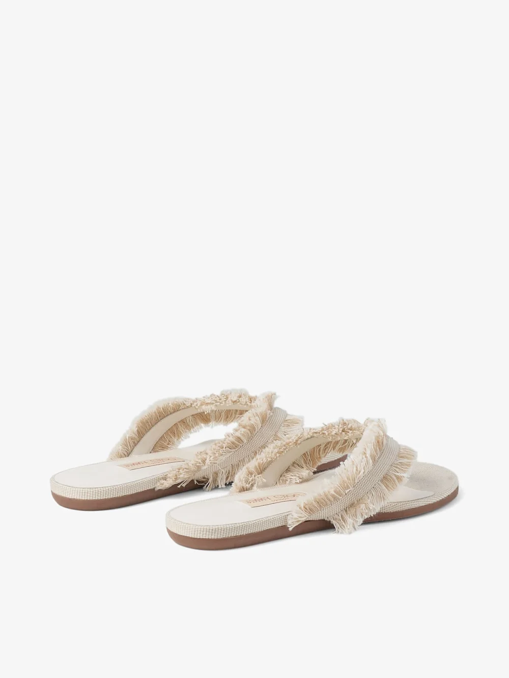 Jimmy Choo Bay Flat Almond Mix Frayed Flecked Canvas Flat Sandals, another view