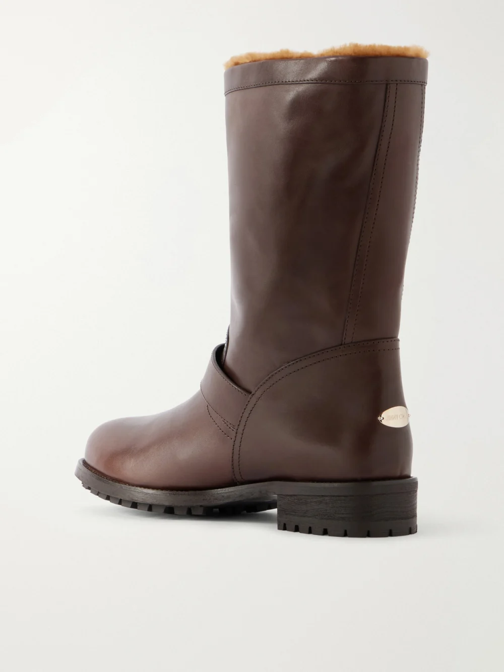 Back view of the Jimmy Choo Biker Buckled Leather Ankle Boots