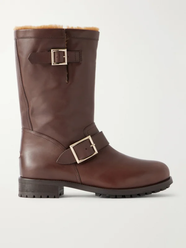 Jimmy Choo Biker Buckled Leather Ankle Boots
