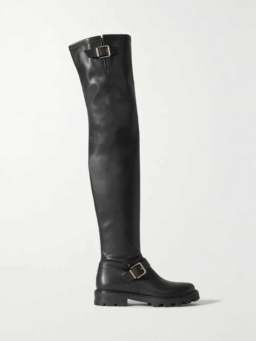 Jimmy Choo Biker Ii Buckled Leather Over-the-knee Boots in black