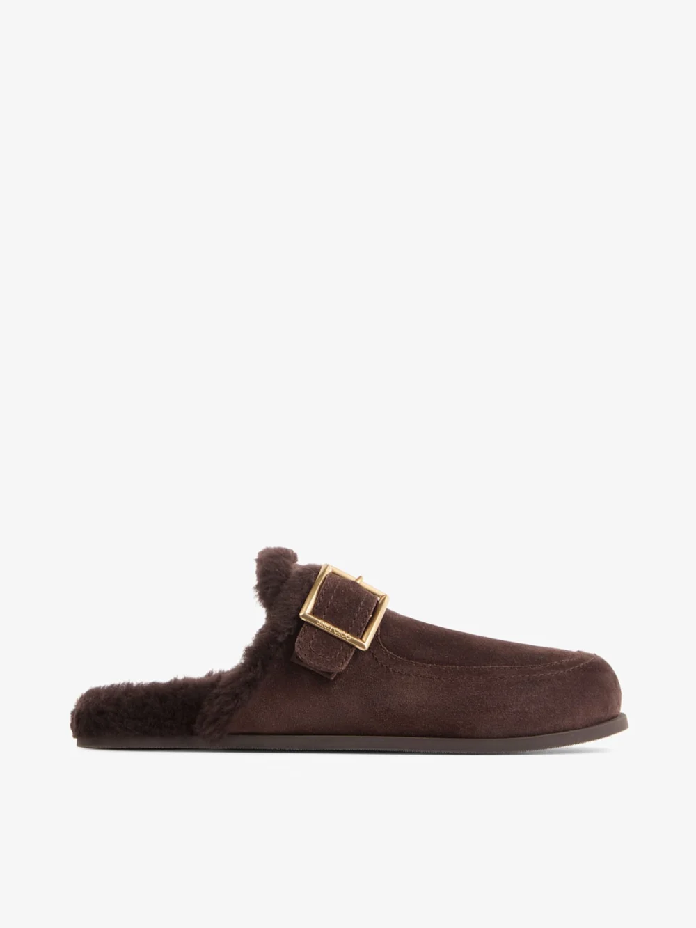 Jimmy Choo Biker Mule F Chocolate Velvet Suede Biker Mules with Shearling in chocolate