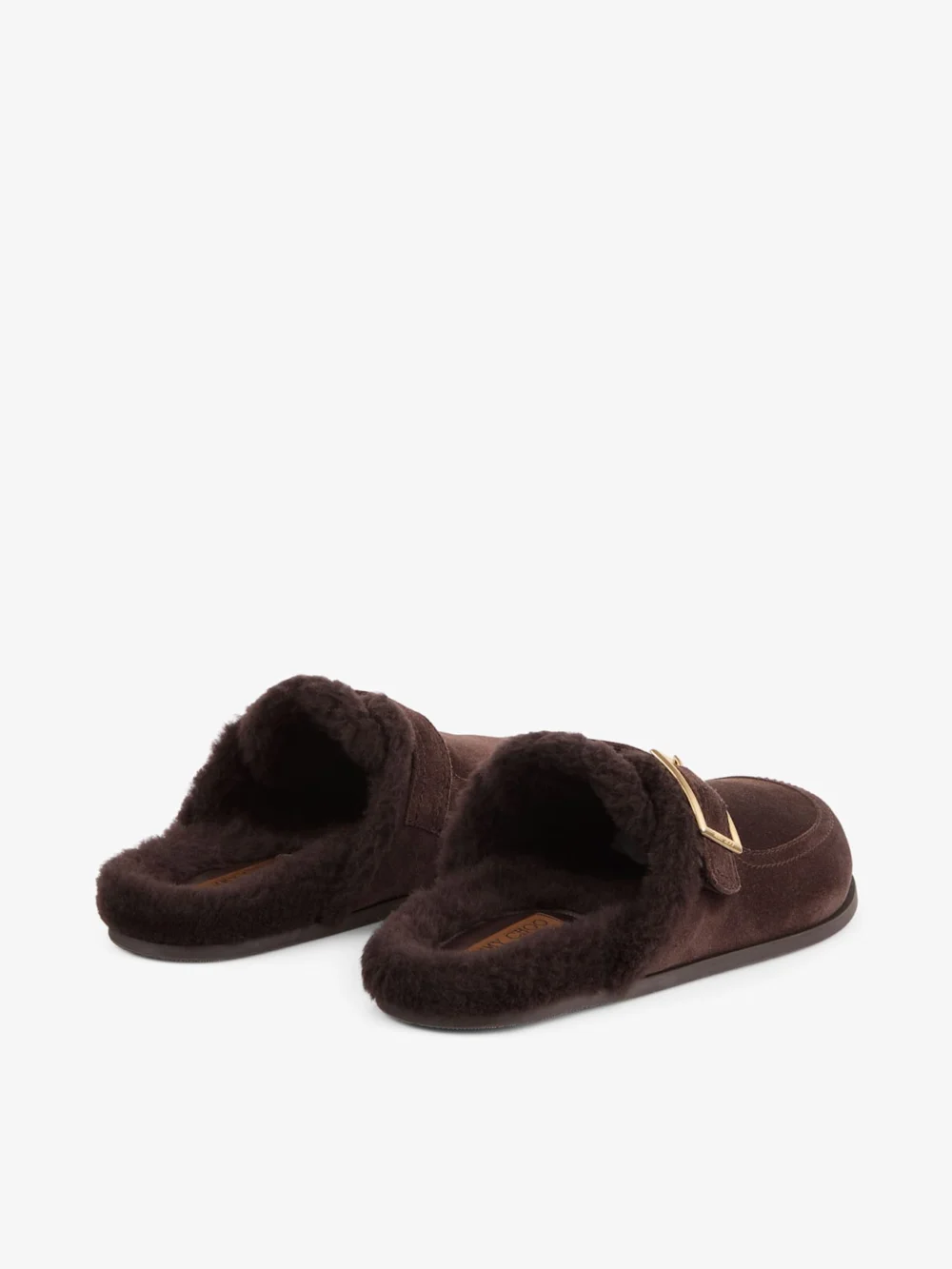 Jimmy Choo Biker Mule F Chocolate Velvet Suede Biker Mules with Shearling, another view