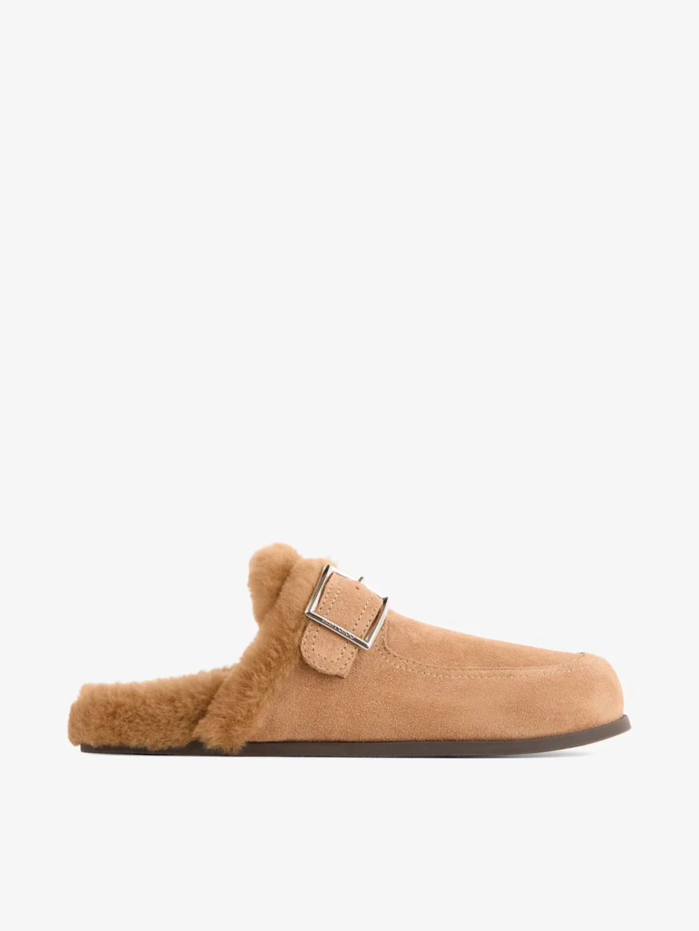Jimmy Choo Biker Mule F Toffee and Teddy Velvet Suede Biker Mules with Shearling in toffee