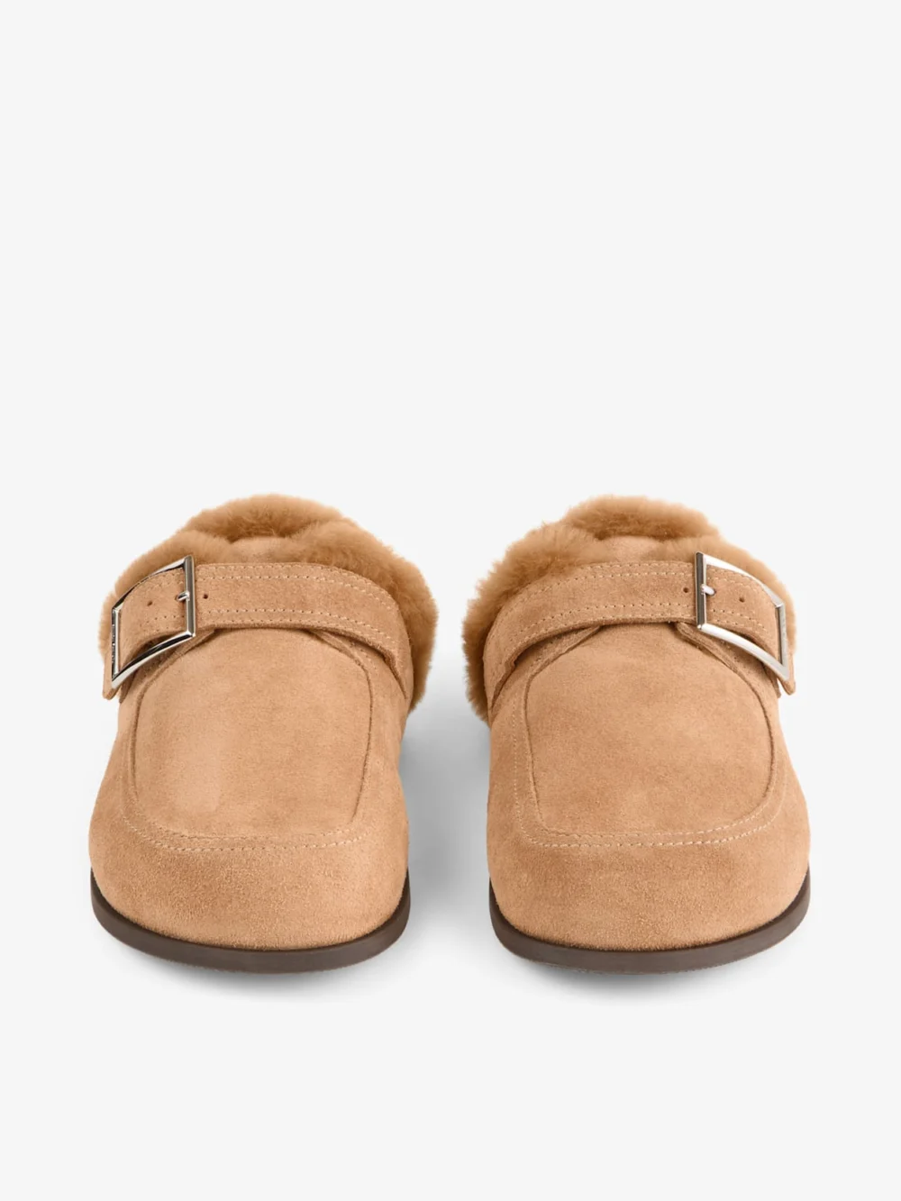 Jimmy Choo Biker Mule F Toffee and Teddy Velvet Suede Biker Mules with Shearling, another view