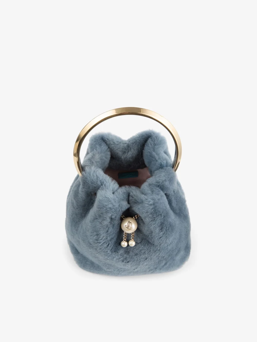 Jimmy Choo Bon Bon Arctic Blue Shearling Bucket Bag, another view