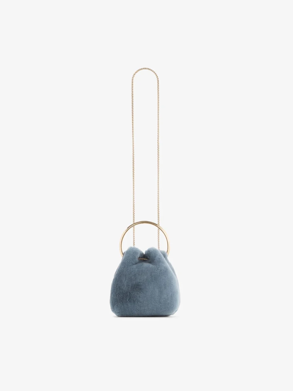 Jimmy Choo Bon Bon Arctic Blue Shearling Bucket Bag, another view