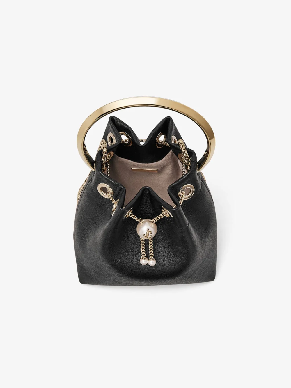 Jimmy Choo Bon Bon Biker Leather Black Bag with Pearl Closure, another view