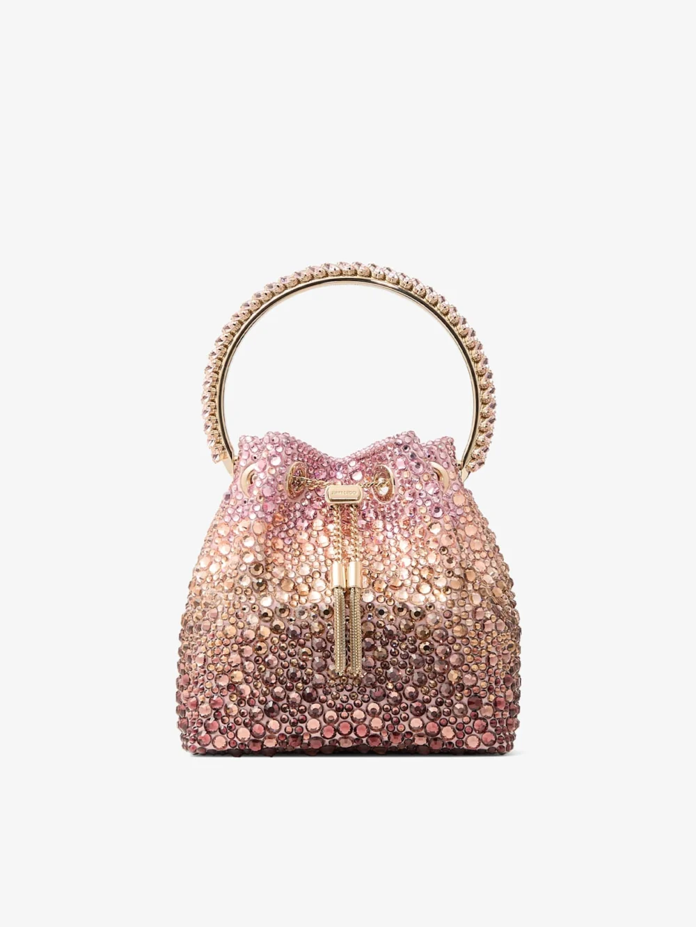 Jimmy Choo Bon Bon Blush Satin Bag with Crystals in silky blush mix