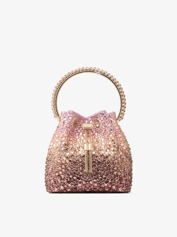 Jimmy Choo Bon Bon Blush Satin Bag with Crystals