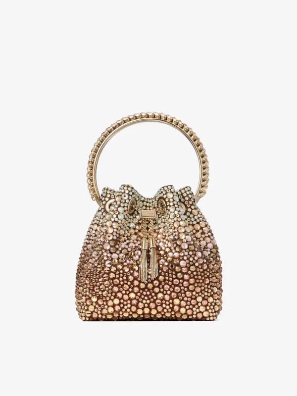 Jimmy Choo Bon Bon Bronze Satin Handbag with Degrade Crystals
