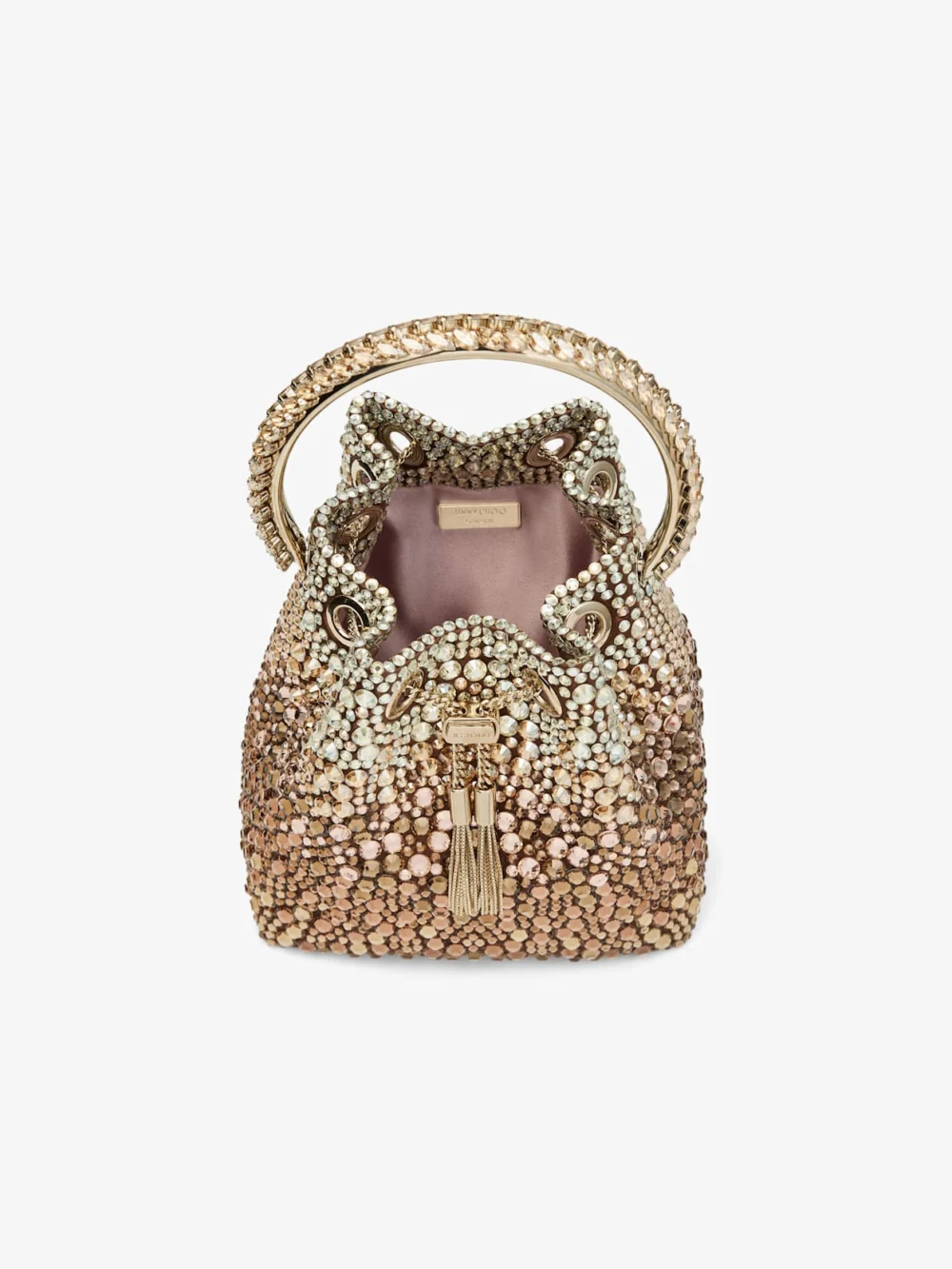 Jimmy Choo Bon Bon Bronze Satin Handbag with Degrade Crystals, another view